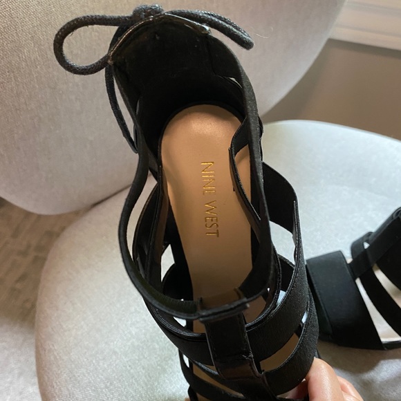 NINE WEST | 4-inch Black Strap Heels - Picture 2 of 5